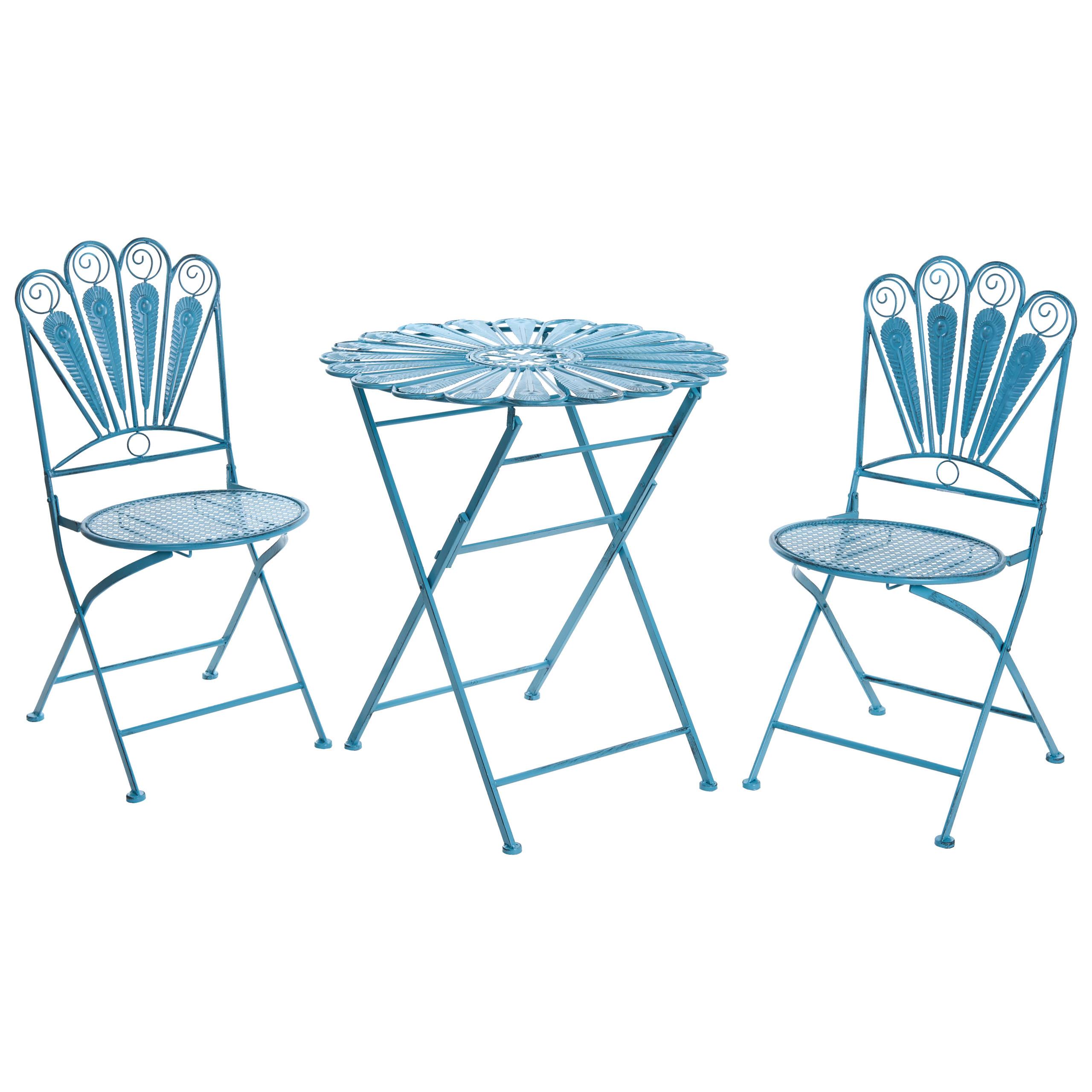 BISTRO-SET klappbar Metall Blau Pavia - Blau, Metall - Beliani