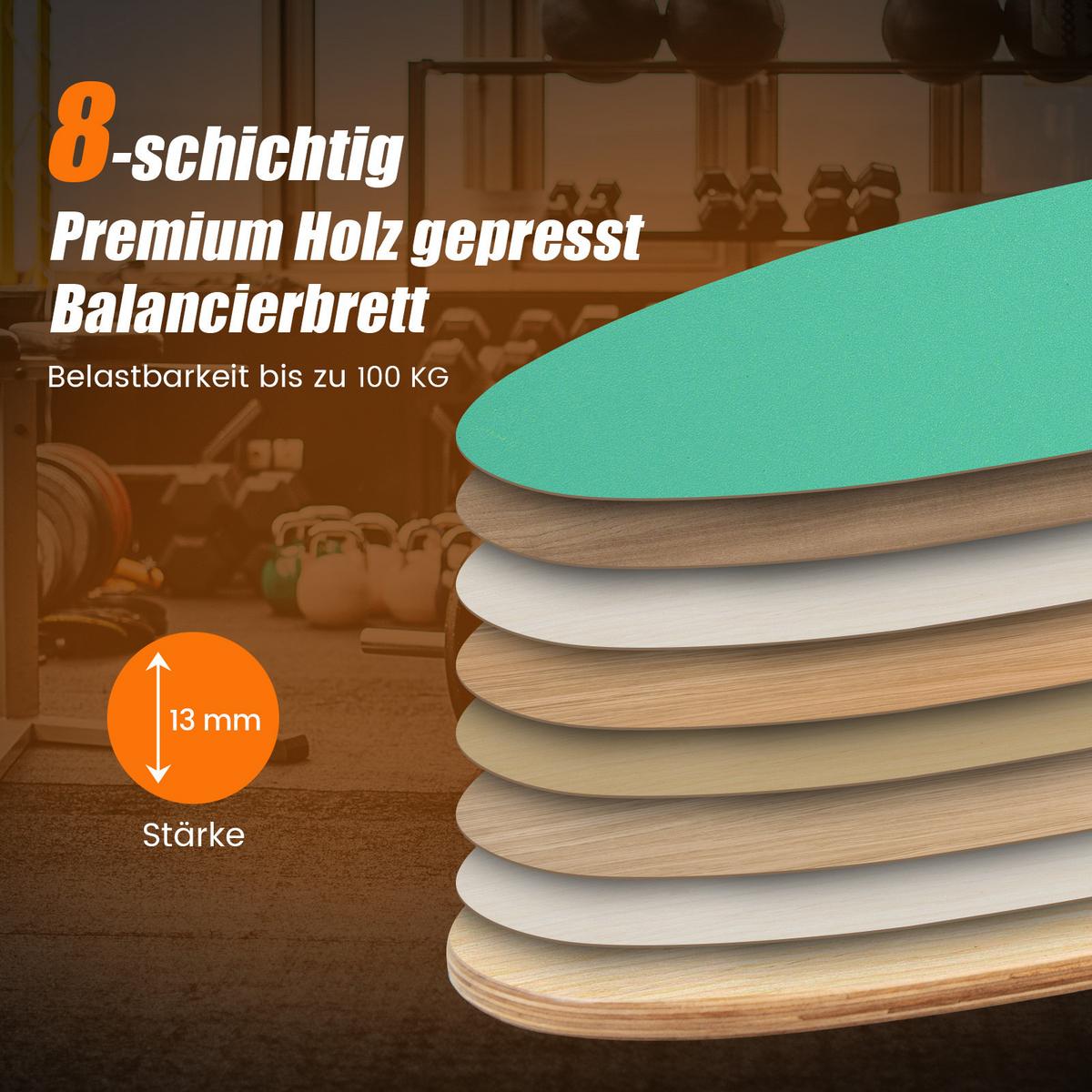 BALANCIERBRETT Grün - Grün, Holz (82/28cm) - COSTWAY