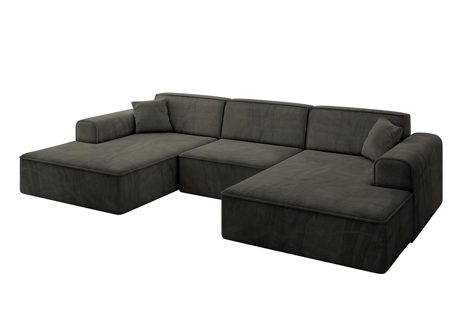 WOHNLANDSCHAFT IREA-U1-v3 - 301x165x77 cm Schwarz - Schwarz, Holzwerkstoff/Textil (301/77/165cm) - ALTDECOR