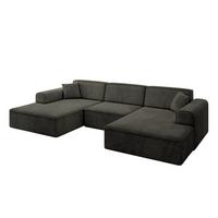 WOHNLANDSCHAFT IREA-U1-v3 - 301x165x77 cm Schwarz - Schwarz, Holzwerkstoff/Textil (301/77/165cm) - ALTDECOR