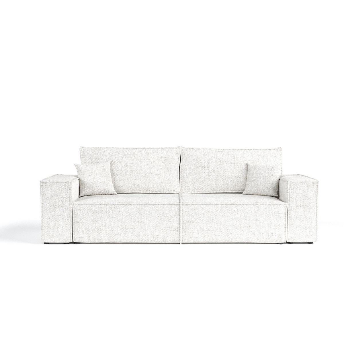 SOFA RESSO mit Schlaffunktion Creme im Neve Stoff - Creme/Schwarz, Holz/Holzwerkstoff (255/70/105cm) - AltaBeds