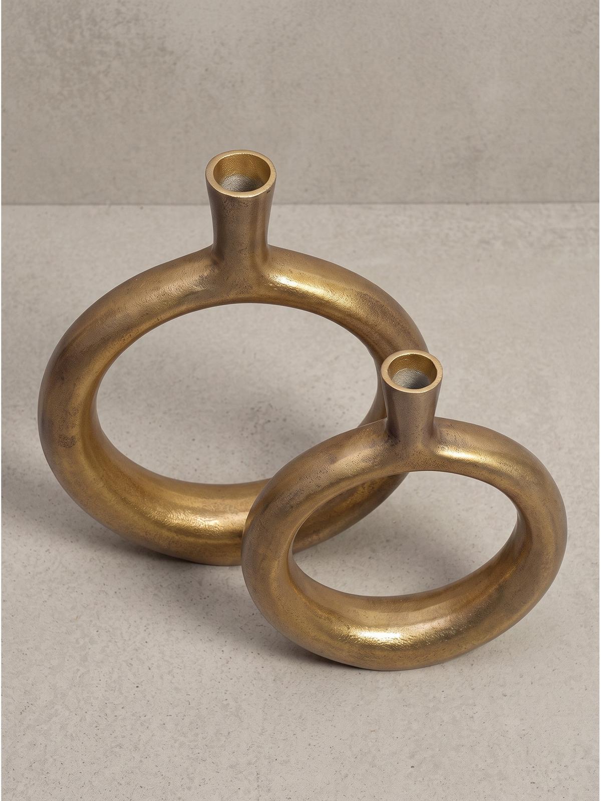 VASEN 2er-Set BAVENO, Aluminium, handgefertigt, Gold, 35 x 7 x 45 cm - Goldfarben, Metall (45cm) - KADIMA DESIGN
