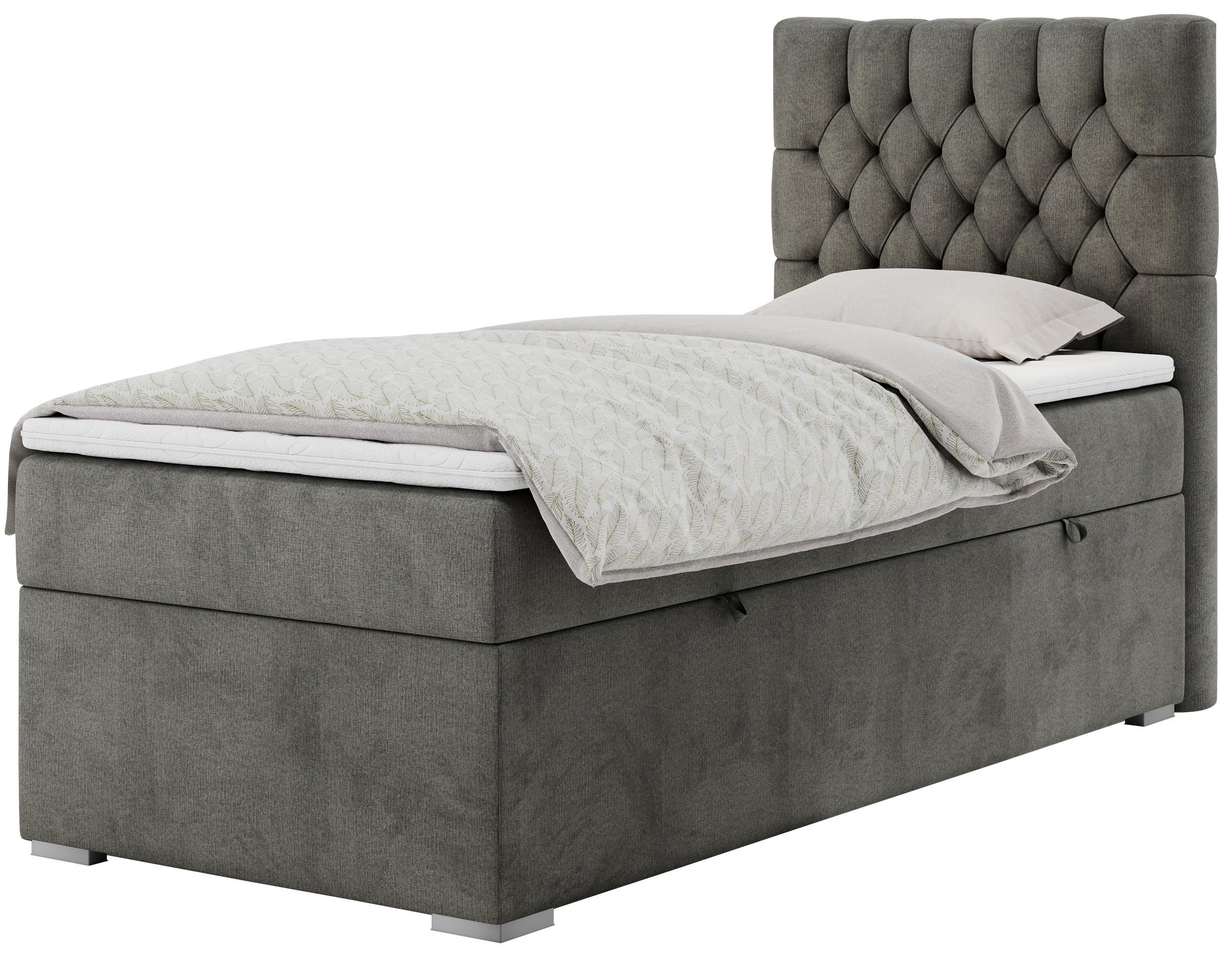 BOXBETT PERA 90/200 Dunkelgrau Velvet - H3 - Rechts Seite - Dunkelgrau, Holz/Textil (90/200cm) - MKS