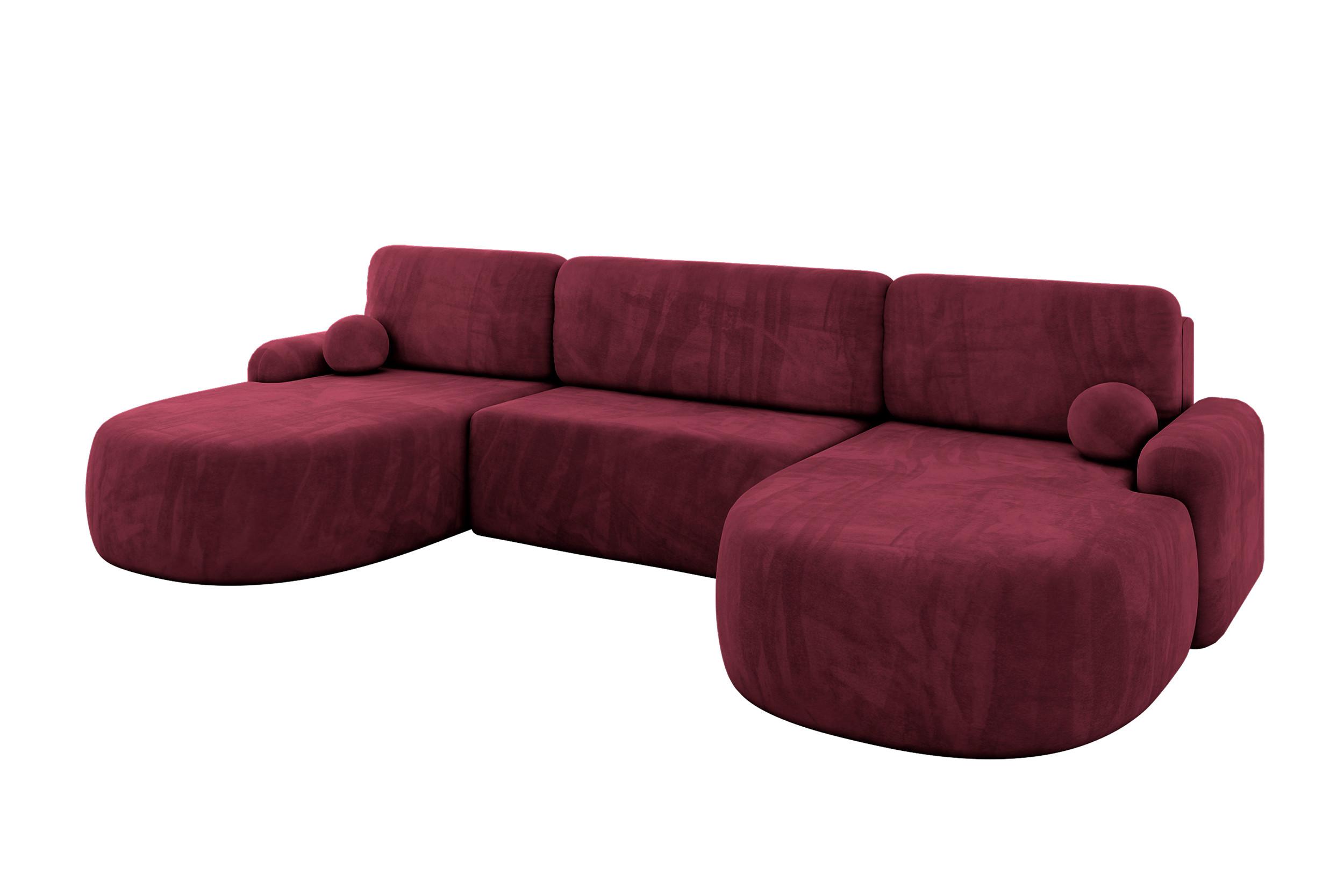 WOHNLANDSCHAFT mit Schlaffunktion und Bettkasten LIRA-U - 335x172x89 Bordeauxrot - Bordeaux, Holzwerkstoff/Textil (335/89/172cm) - ALTDECOR