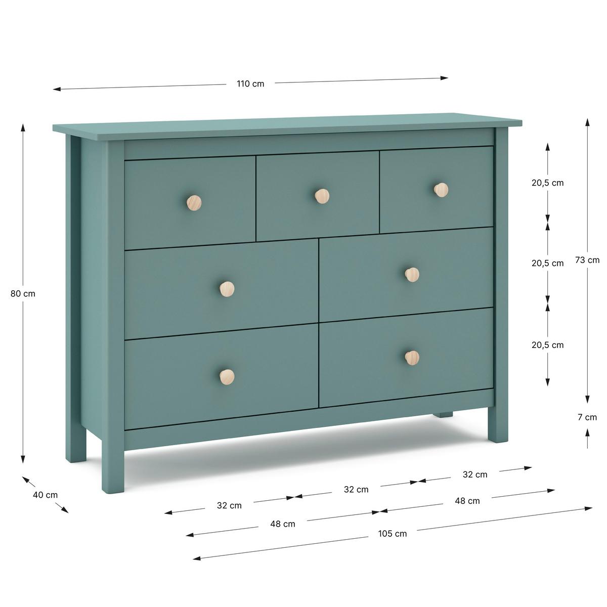 KOMMODE Max Grün 110/40/80 cm - Grün, Holz (40/80/110cm) - Calicosy