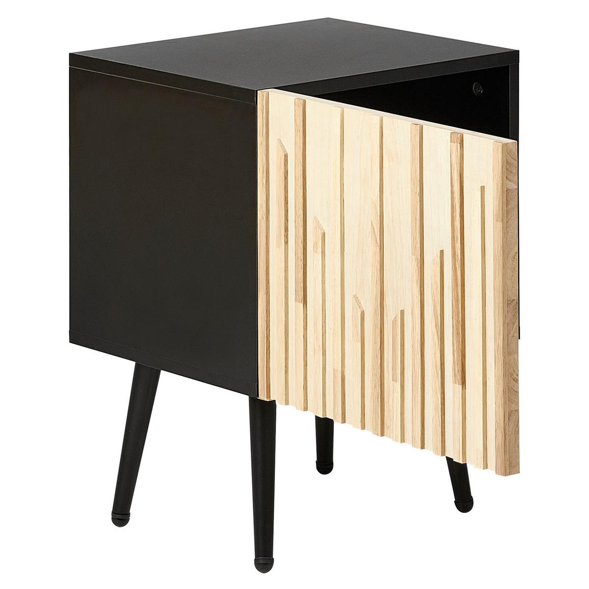 NACHTTISCH Heller Holzfarbton/Schwarz Dalcross - Hellbraun/Schwarz, Holzwerkstoff (40/50/35cm) - Beliani