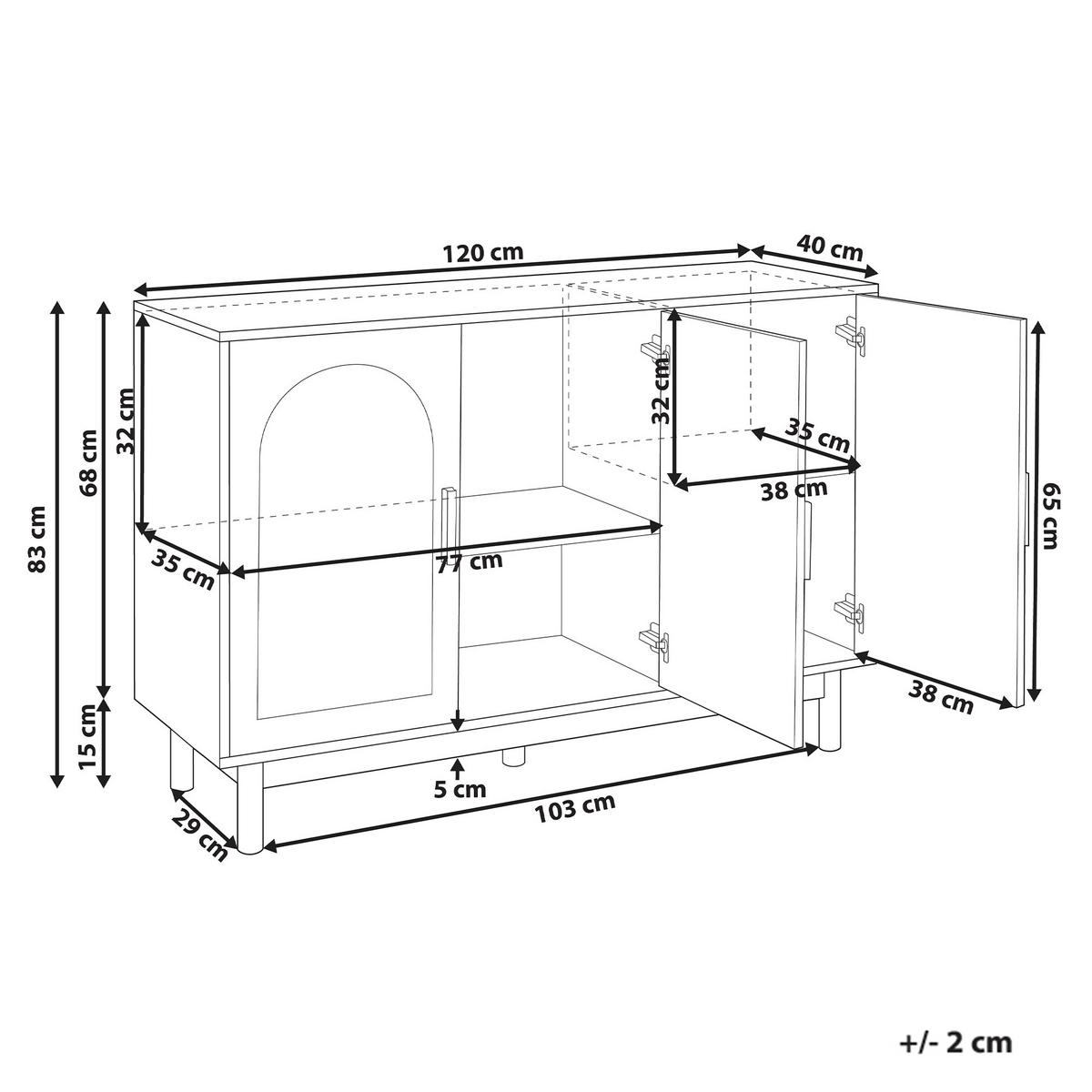 SCHRANK Hellbraun Costello - Hellbraun, Holzwerkstoff (120/83/40cm) - Beliani