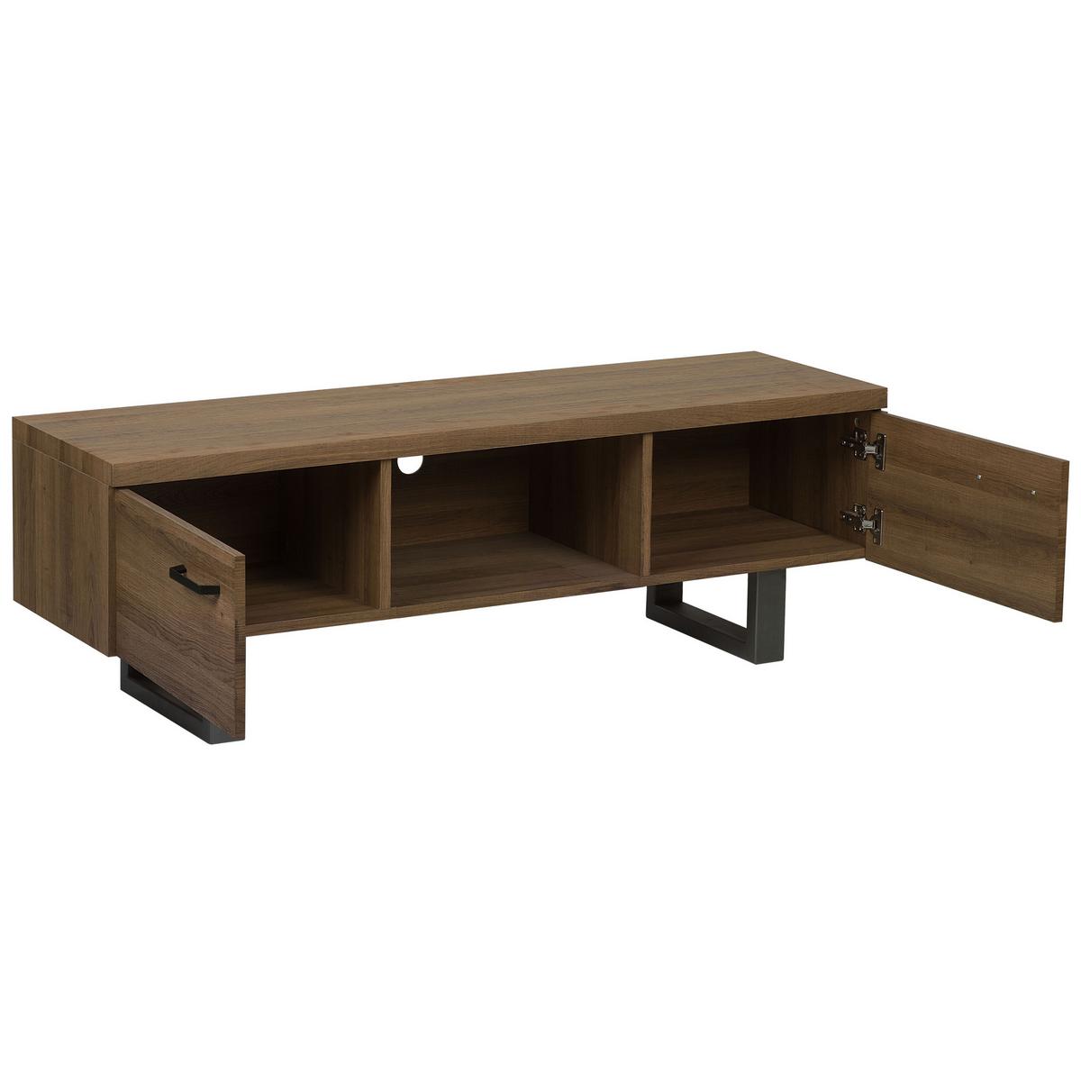 TV-MÖBEL Dunkelbraun, Grau TIMBER 41/140/47 cm - Dunkelbraun, Holzwerkstoff (140/47/41cm) - Beliani