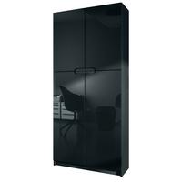 BÜROSCHRANK Logan Fronten in Schwarz Hochglanz - Schwarz Hochglanz, Holzwerkstoff (82/184/37cm) - Vladon