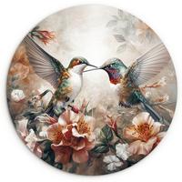 WANDBILD Kolibri - Vögel - Blumen - Natur Deko Groß 150x150 cm - Altrosa, Kunststoff (150/150cm) - MuchoWow