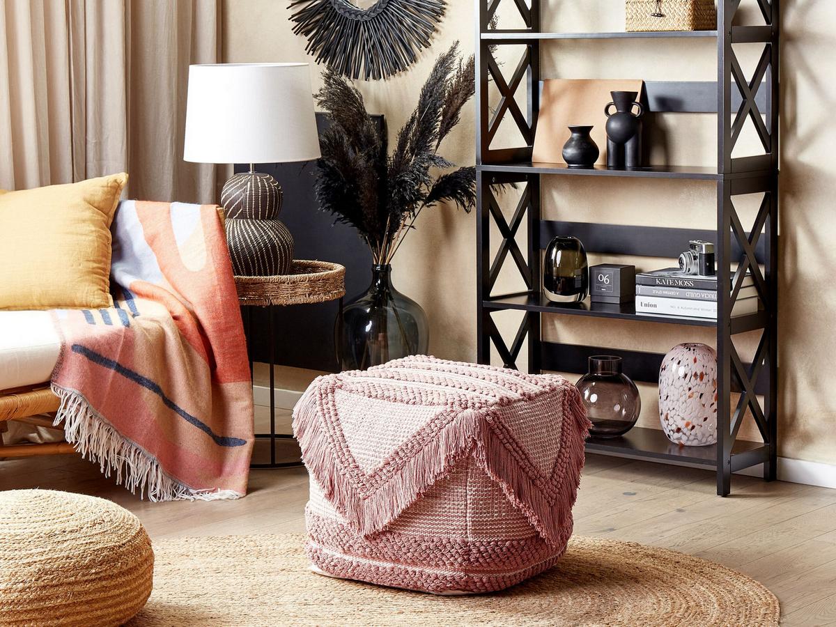POUF Kochi 42/44/40 cm - Pink, Kunststoff/Textil (44/40/42cm) - Beliani