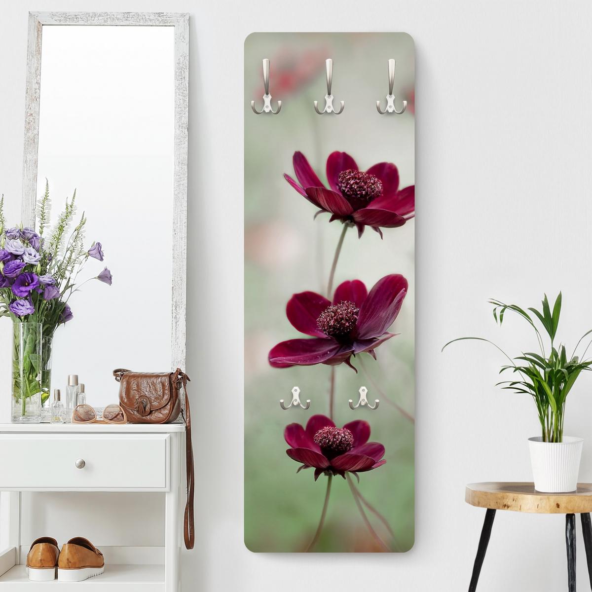 WANDGARDEROBE - Pinke Kosmeen 34/105 cm - Violett, Holzwerkstoff (34/105/1.6cm) - Bilderwelten
