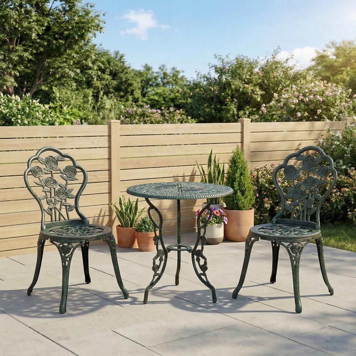 GARTENMÖBEL Set, Gussaluminium, Grün - Grün, Metall - Outsunny