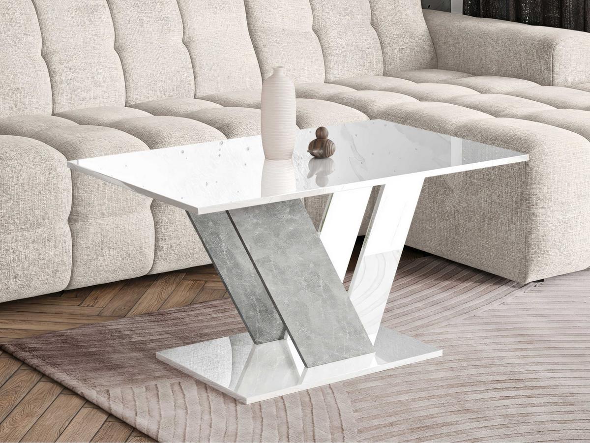 COUCHTISCH Dubai - Weiß Hochglanz/Grau, Holzwerkstoff (60/100/55cm) - MIRJAN24