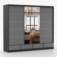 KLEIDERSCHRANK Florence 250 cm, 250/215/64, 2-türig, grau - Grau, Holzwerkstoff (250/215/64cm) - imoebel24