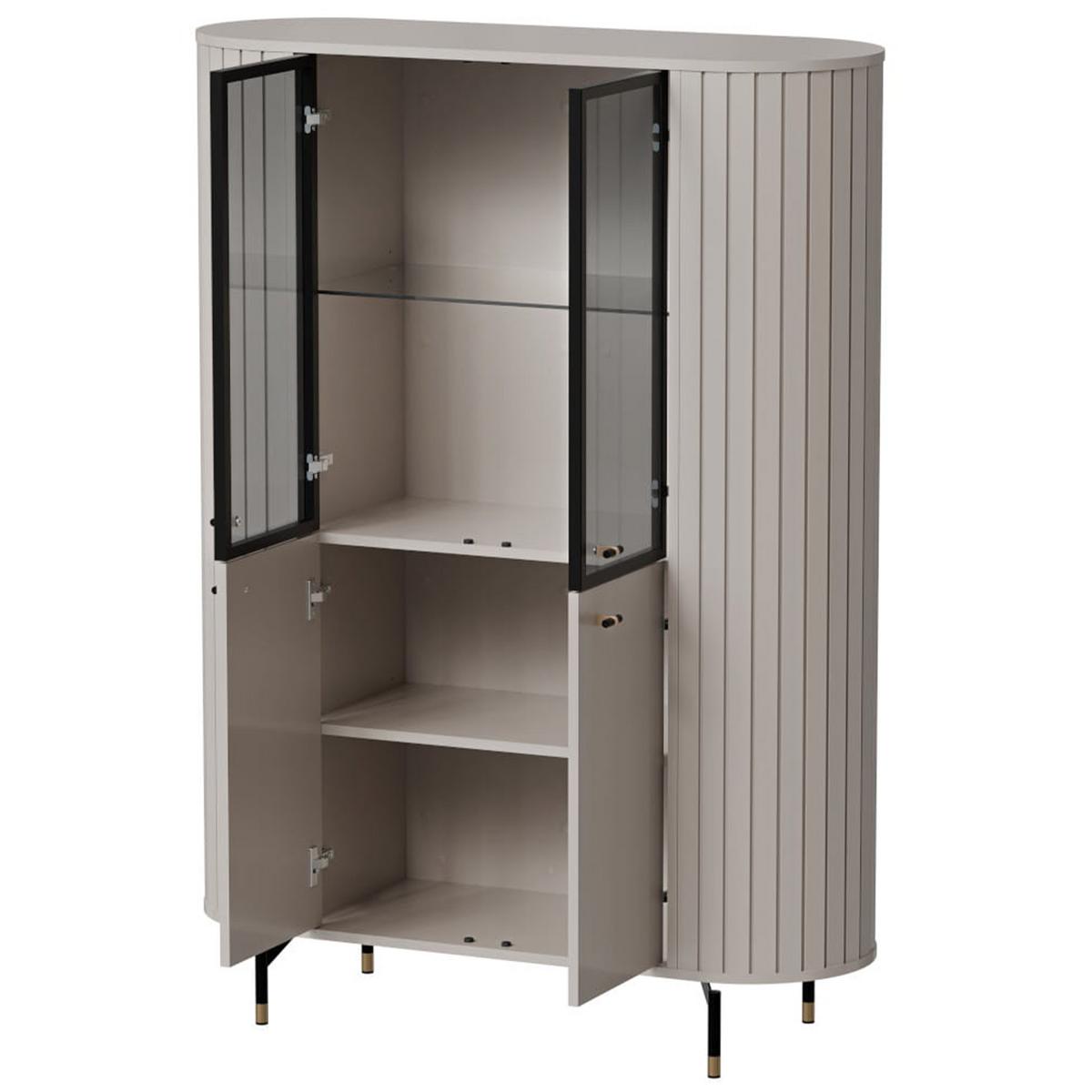 GLASVITRINE geriffelt aus MDF, Kaschmir - Kaschmir, Holzwerkstoff (112/155/40cm) - Idohome