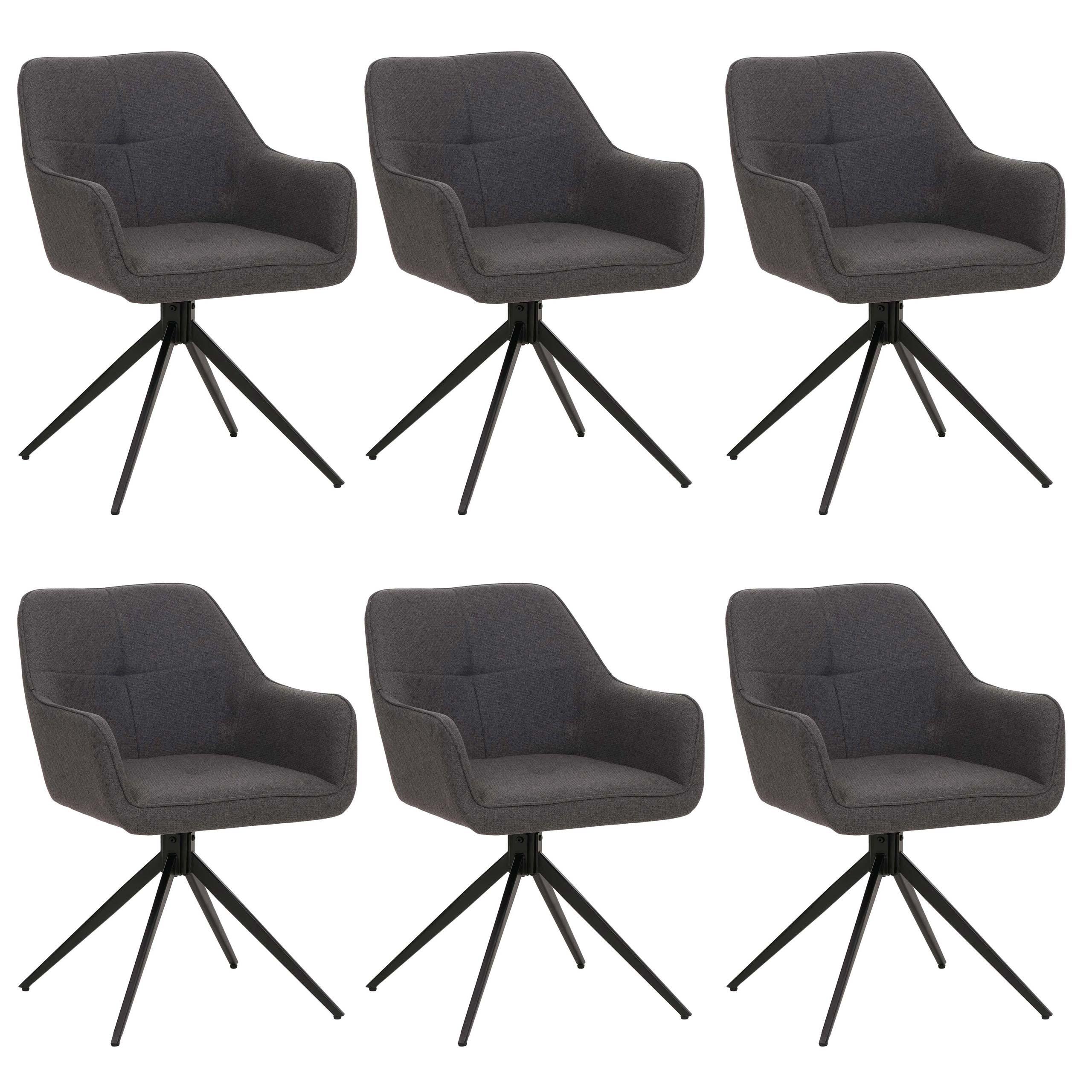 ESSZIMMERSTUHL Schwarz, Grau 6er-Set - Schwarz/Grau, Textil (53/80/59cm) - MCW