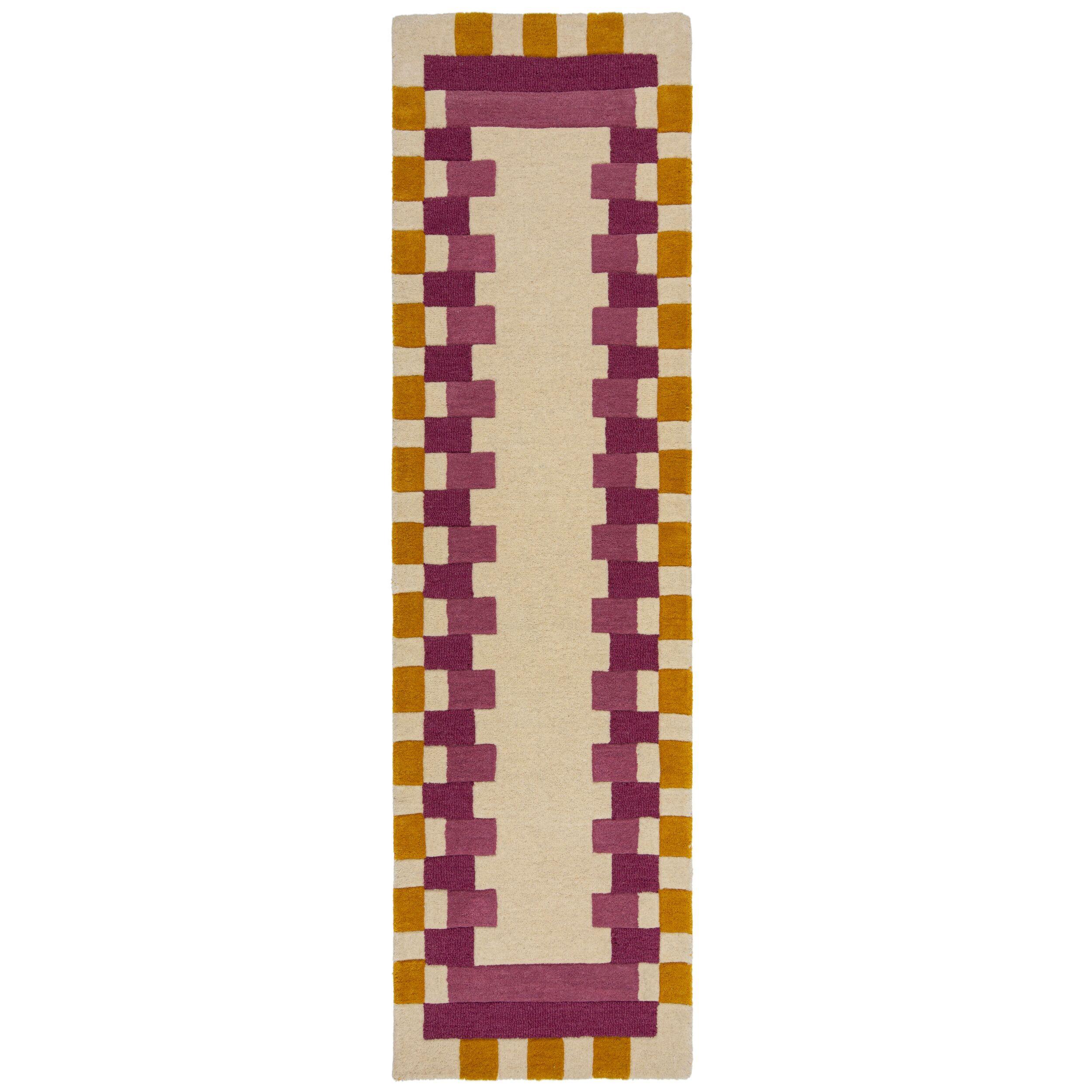 WOLLTEPPICH WENSUM, geometrisch, Rosa-Gelb, 60 x 230 cm - Rosa, Textil (60/230cm) - KADIMA DESIGN