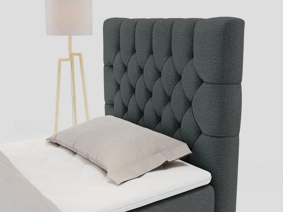 BOXBETT PERA 90/200 Dunkelgrau Struktur - H4 - Rechts Seite - Dunkelgrau, Holz/Textil (90/200cm) - MKS