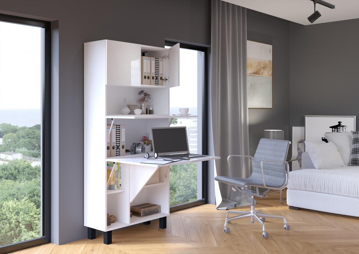 SCHREIBTISCH Weiß Hochglanz 80/175/92 - Weiß Hochglanz, Holzwerkstoff (90/50/175cm) - RAUMHIRSCH FURNITURE