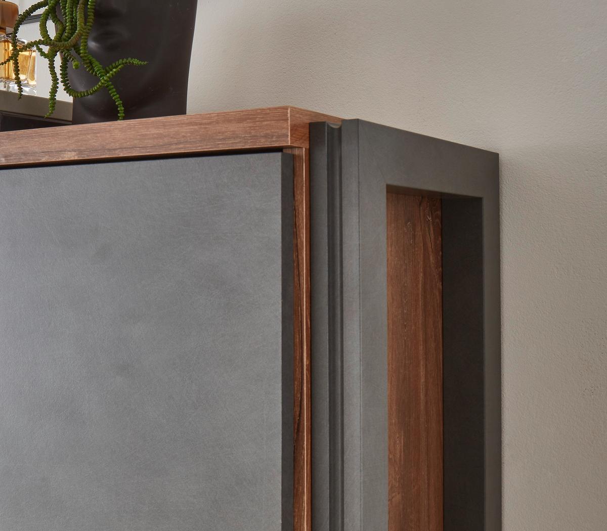 BAD-REGAL Eiche Stirling, Matera grau, Badregal 90 x 140 cm - Eichefarben/Grau, Holz/Holzwerkstoff (90/140/33cm)