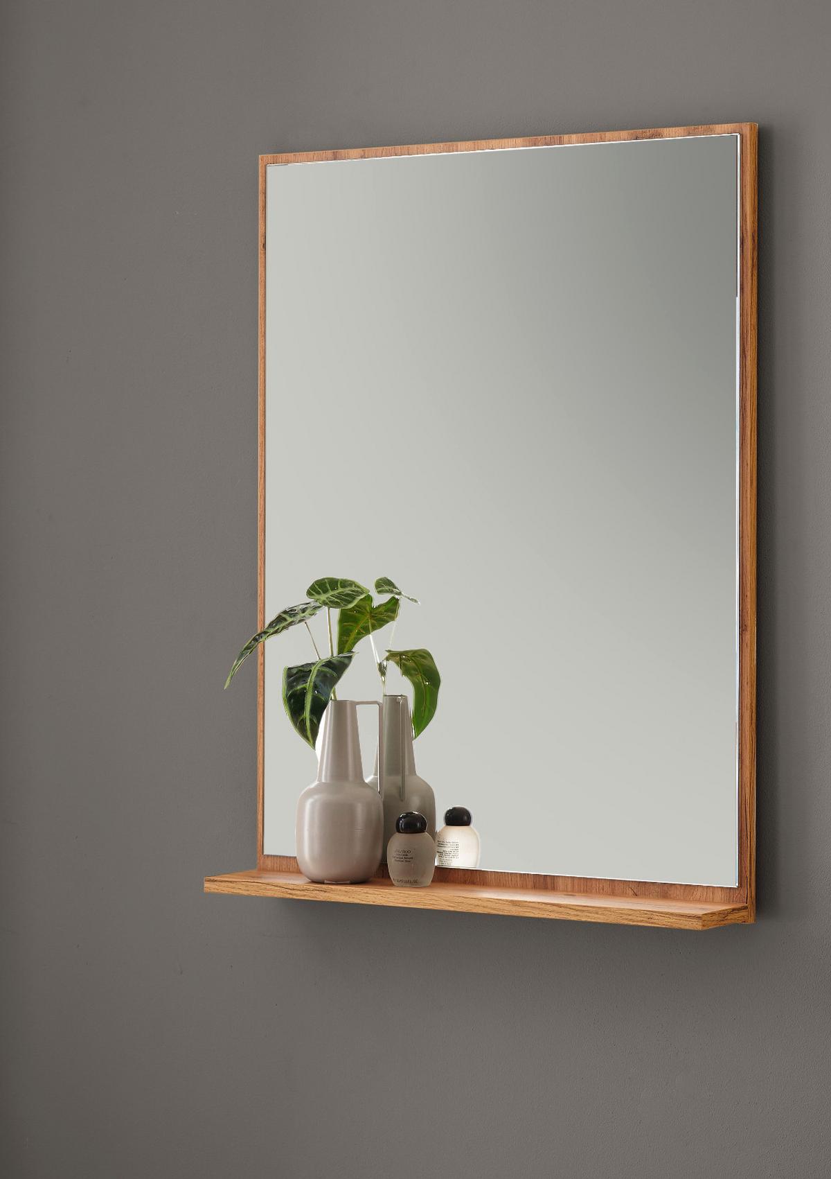 BADSPIEGEL Eiche Wotan, Wandspiegel mit Ablage 60 x 80 cm - Eiche Wotan, Glas/Holzwerkstoff (60/80/12cm) - Furn.Design