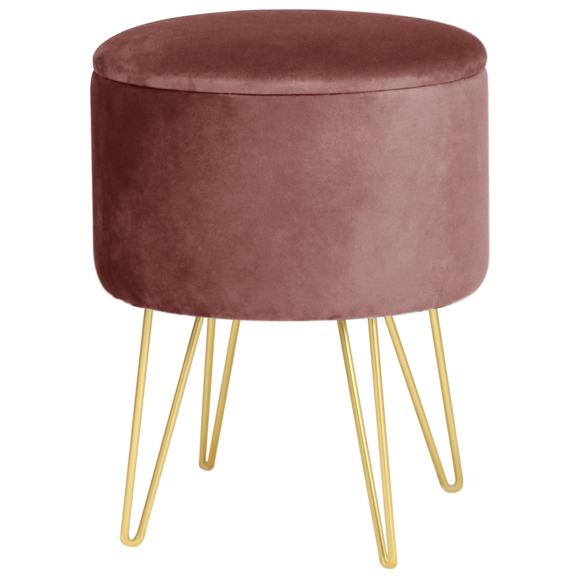 SITZHOCKER mit Stauraum Rose 35/45/35 - Dunkelrosa, Textil (35/45/35cm) - RAUMHIRSCH FURNITURE