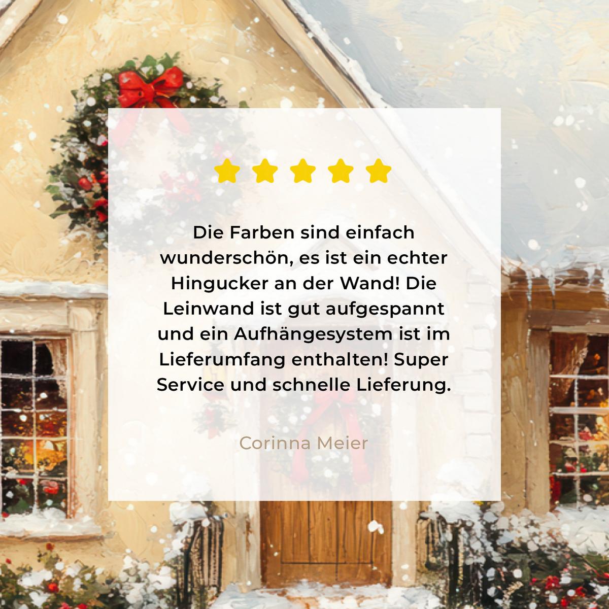 LEINWANDBILD Weihnachten - Zuhause - Winter - Schnee Deko Schlafzimmer 30x20 cm - Creme, Textil (30/20cm) - MuchoWow