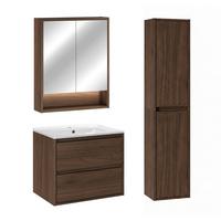 BADMÖBEL 61cm 2er-Set Dunkles Holz - Braun, Holzwerkstoff (61/52/46cm) - Petits-meubles