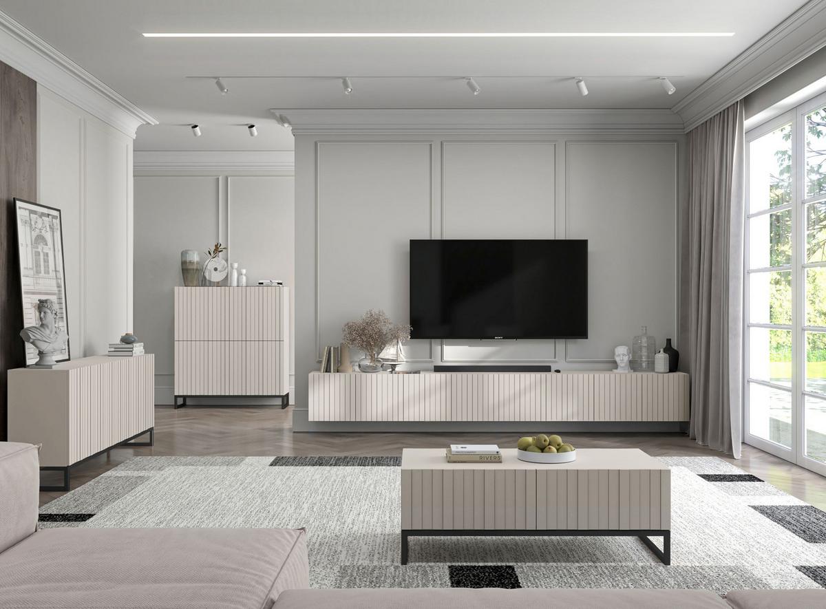 TV-LOWBOARD 2-er Set Elpis Kaschmir Matt Glamour 150 cm - Kaschmir, Holzwerkstoff (300/37.5/36.5cm) - Meble Lindner