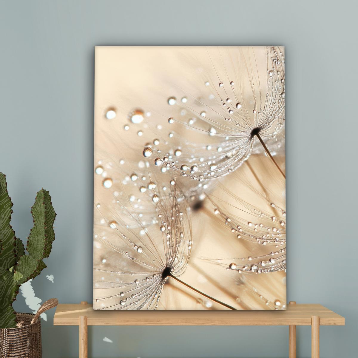 LEINWANDBILD Löwenzahn - Abstrakt - Natur - Beige Wandbild Wohnzimmer 60x80 cm - Braun, Textil (60/80cm) - MuchoWow