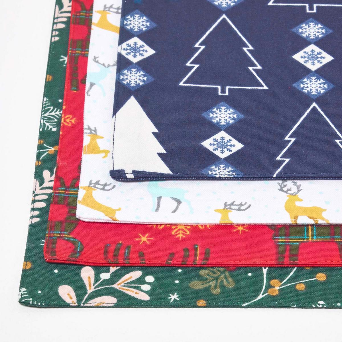 TISCHSET Winterland 4er-Set, blaue Platzsets Weihnachten 30/45 cm - Blau, Textil (30/45cm) - Homescapes