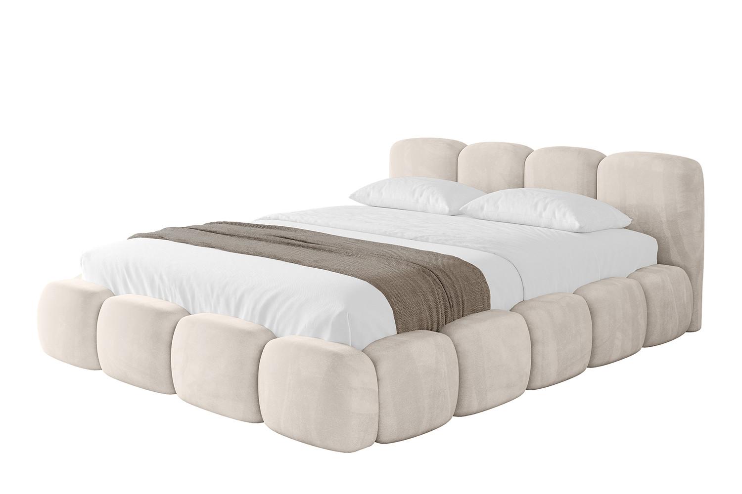POLSTERBETT mit Bettkasten und Lattenrost, Bett mit Matratze H3/H4 - KALA-v1 200x200 Beige - Beige, Holzwerkstoff/Textil (200/200cm) - ALTDECOR
