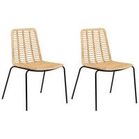ESSZIMMERSTUHL 2er Set Rattan Naturfarben Taos - Naturfarben, Naturmaterialen (56/82/55cm) - Beliani