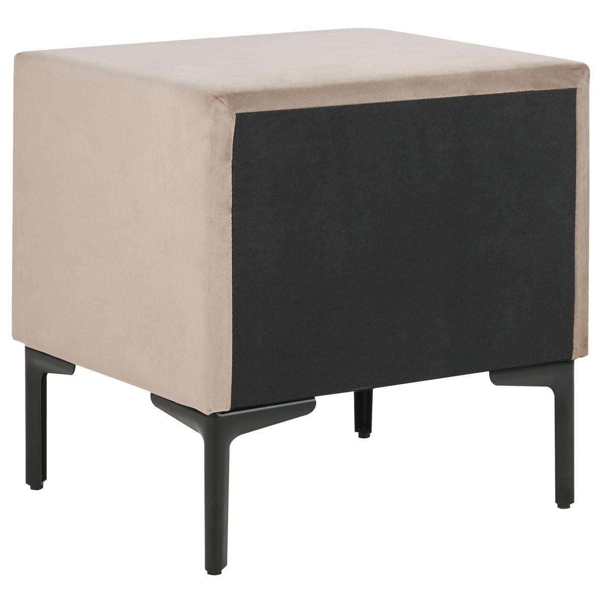 NACHTTISCH Samtstoff taupe 2 Schubladen Sezanne - Beige/Schwarz, Textil (44/45/38cm) - Beliani