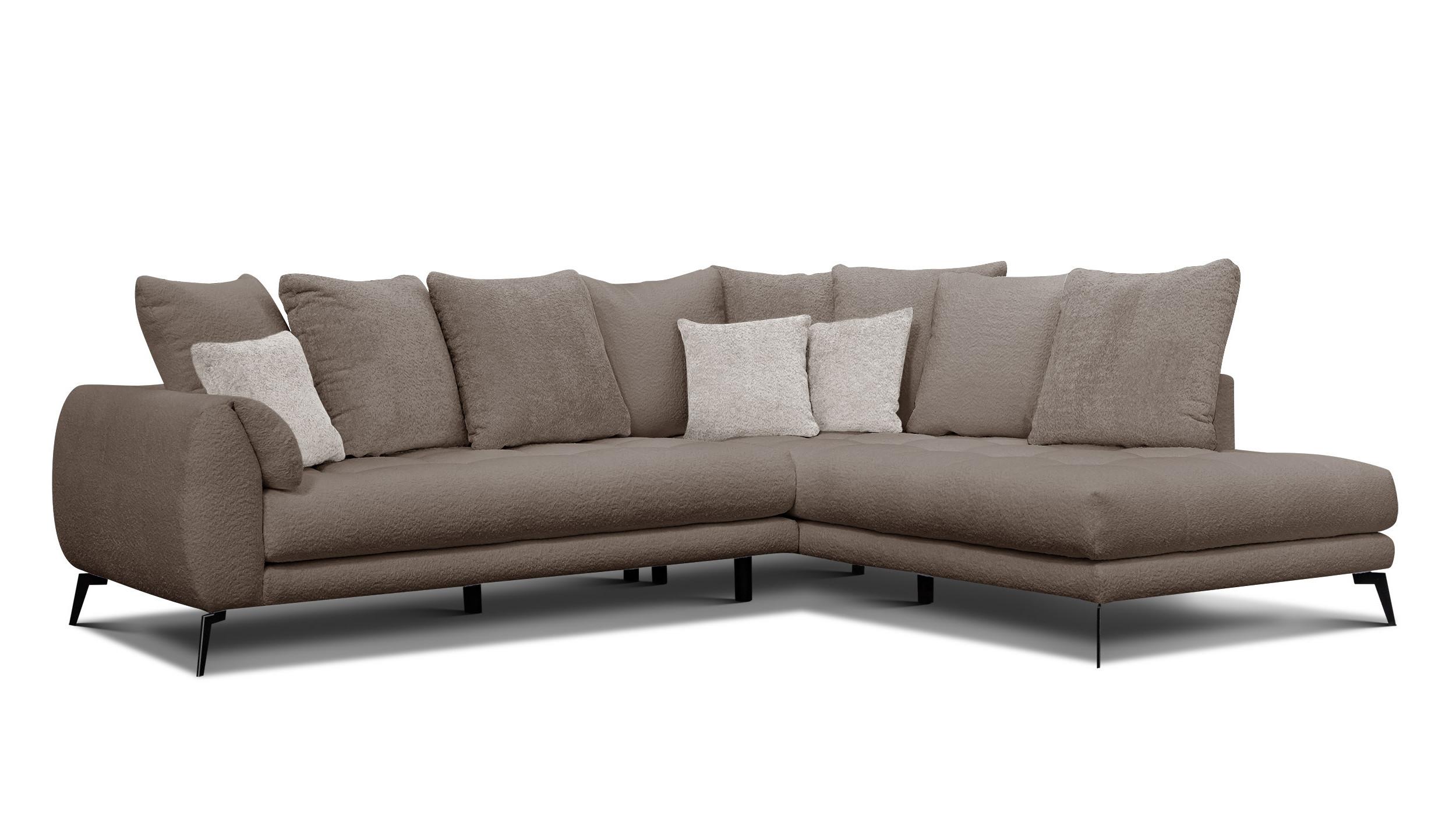 ECKSOFA CALME 5-Sitzer, creme - Creme/Schwarz, Holz/Textil (294/229cm) - Wozimo