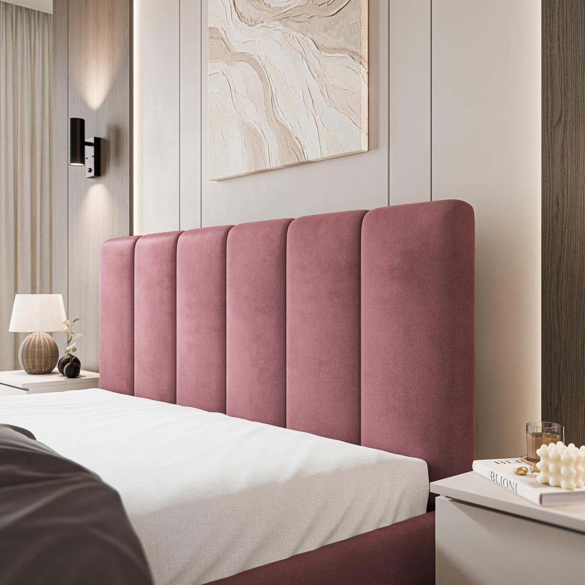 POLSTERBETT NEMIS 120x200 cm mit Bettkästen - Rosa - Rosa, Holz (120/200cm) - MASSENO