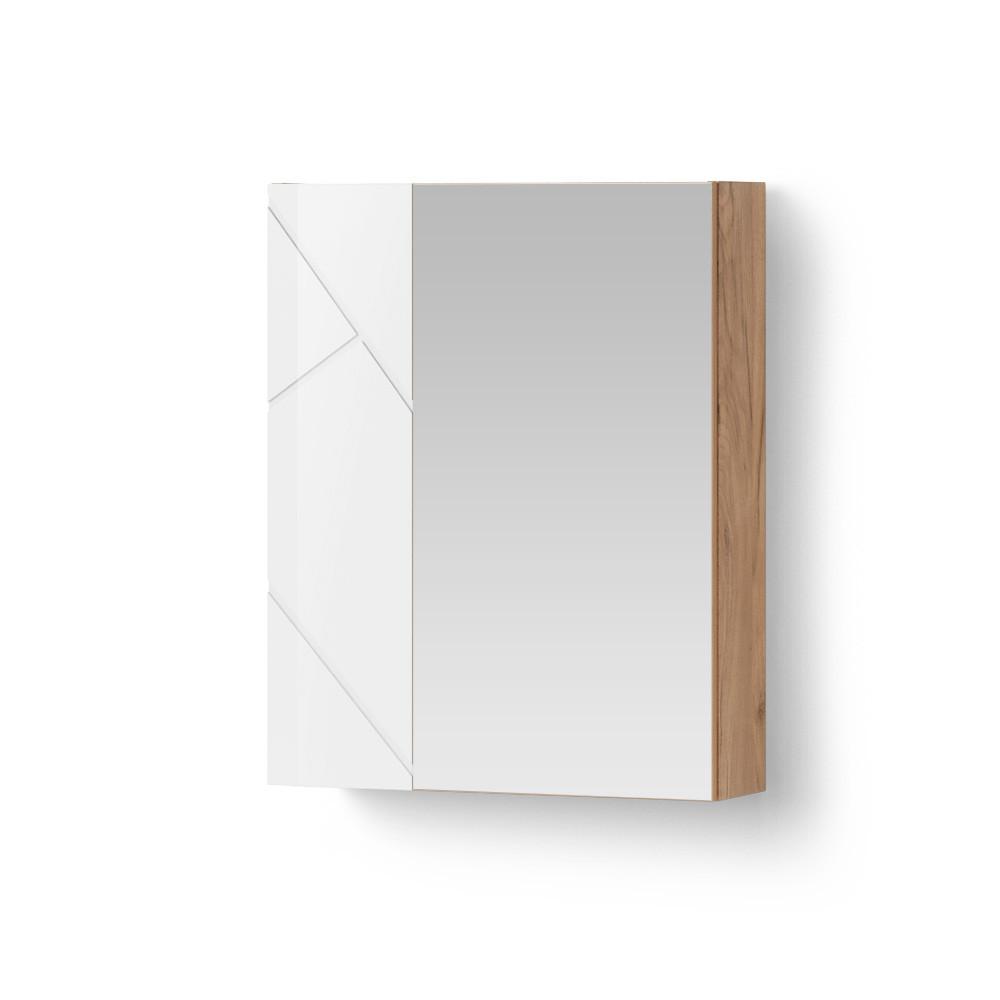 SPIEGELSCHRANK Ronco Weiß/Eiche 60 x 75 cm - Eichefarben/Weiß, Holzwerkstoff (60/75/17.2cm) - Livinity®