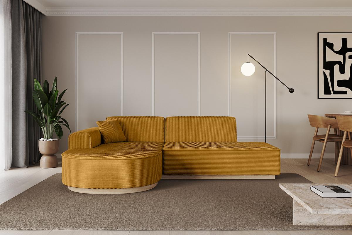 ECKSOFA Ottomane Links ARRIO-L1 - 243x171x83 cm Senfgelb - Currygelb/Gelb, Holzwerkstoff/Textil (243/171cm) - ALTDECOR