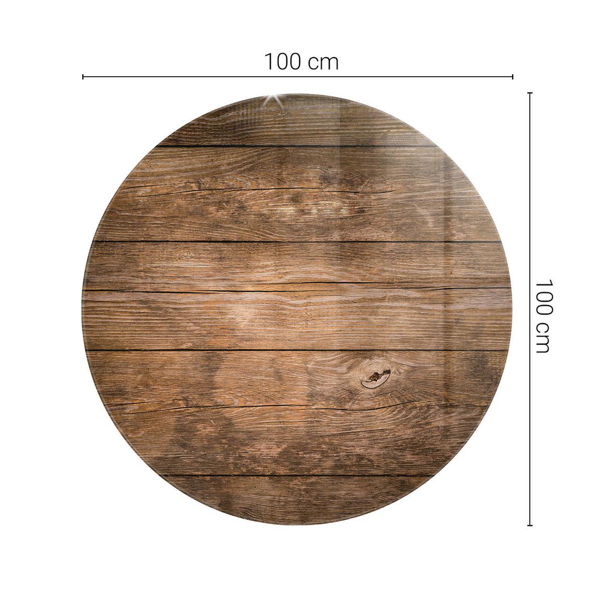TISCHPLATTE fi100 cm Der Aufbau von Holzbrettern - Dunkelbraun, Glas (0.4/100/100cm) - TULUP