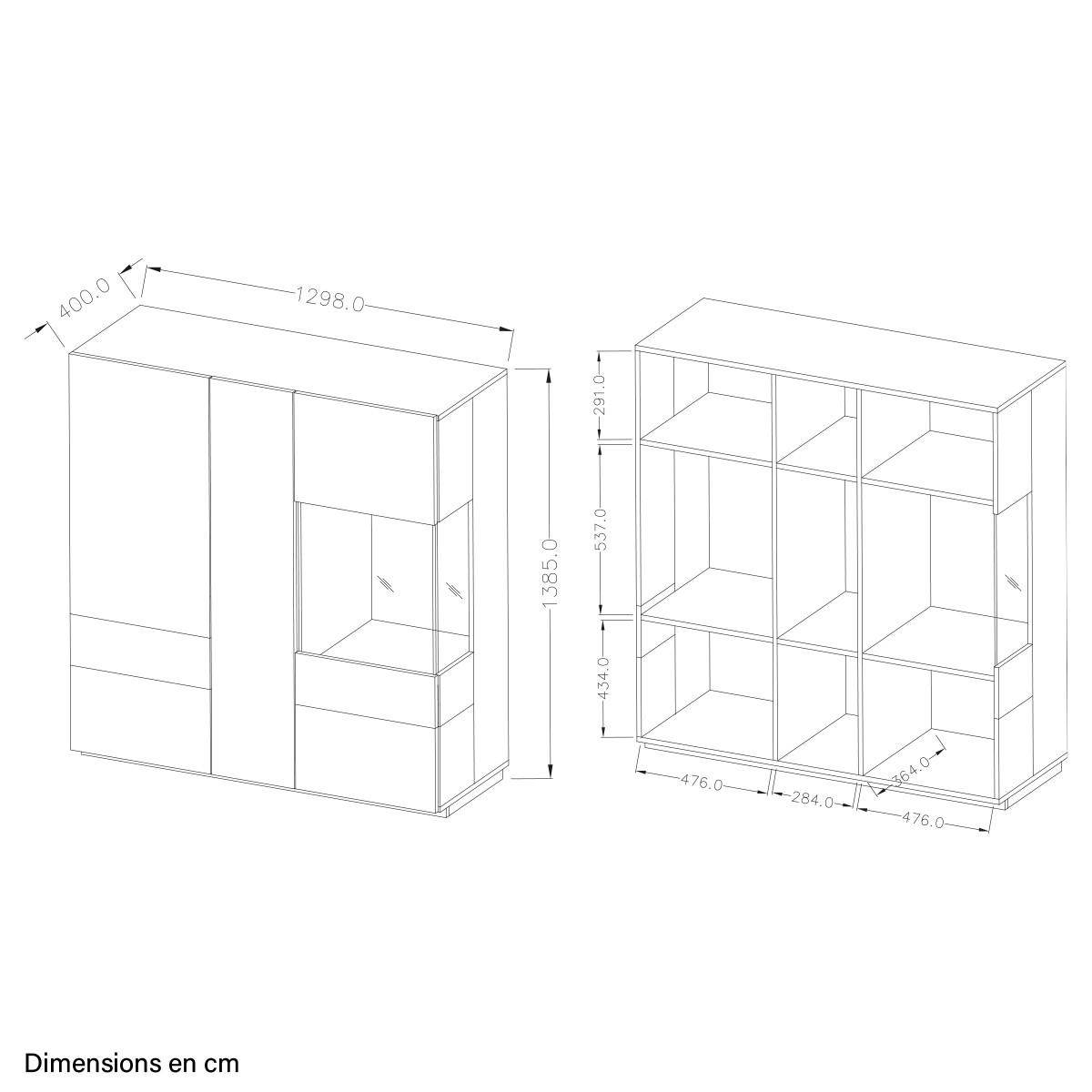 GESCHIRRSCHRANK Andrea Weiß und Holz - Weiß, Holzwerkstoff (130/139/40cm) - Petits-meubles