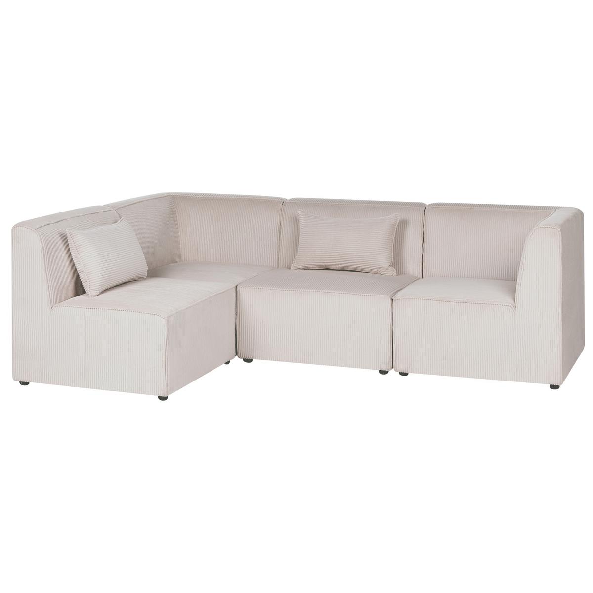 ECKSOFA Modul 4-Sitzer rechtsseitig Beige Cord Lemvig - Beige, Textil (250/166cm) - Beliani