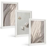 BILDER SET 3er Set - 40x60 cm Weißer Rahmen - Nahaufnahmen der Struktur im Boho-Stil - Weiß, Kunststoff (40/60cm) - TULUP
