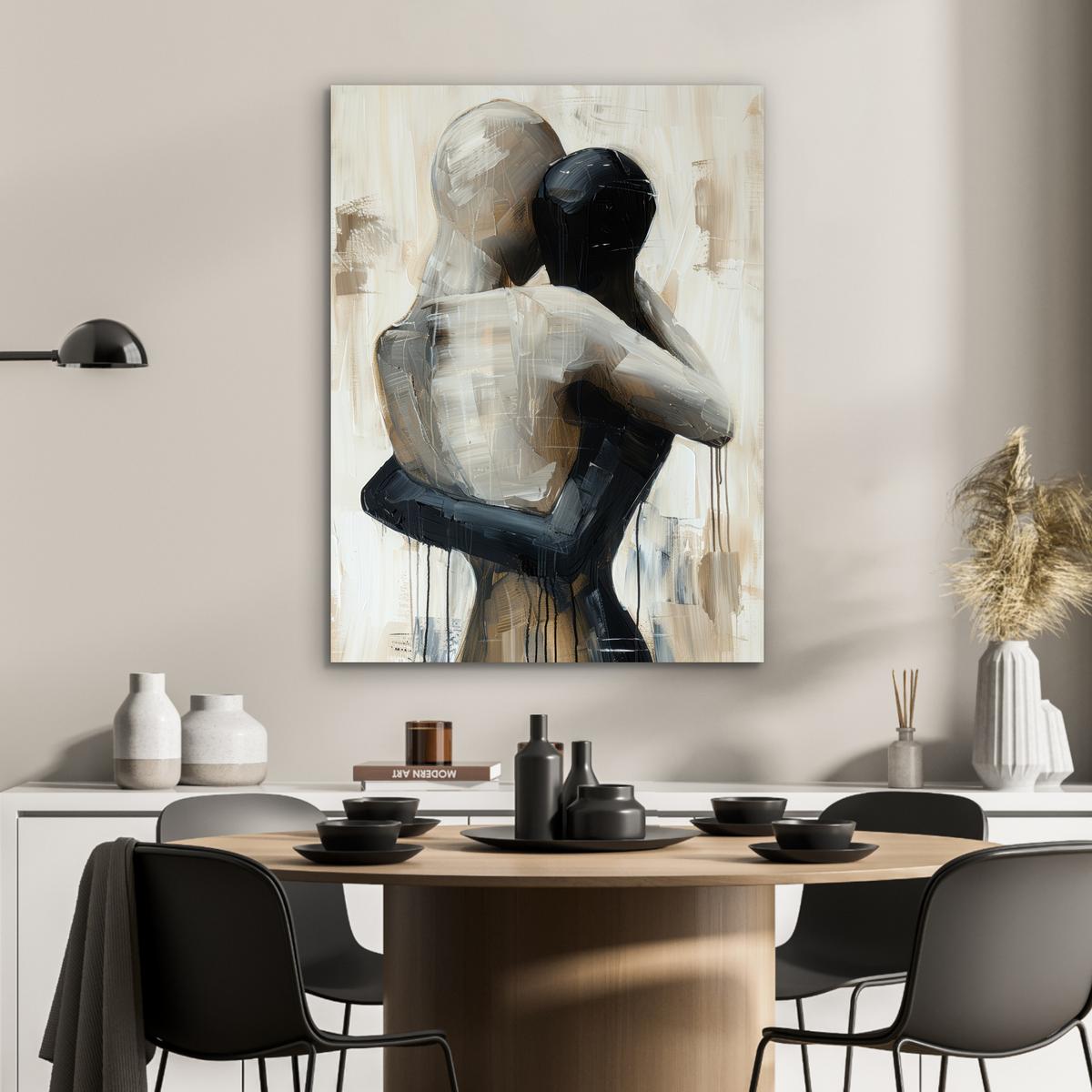 METALLBILD Abstrakt - Liebe - Schwarz und weiß - Modern 60x80 cm - Schwarz, Metall (60/80cm) - MuchoWow