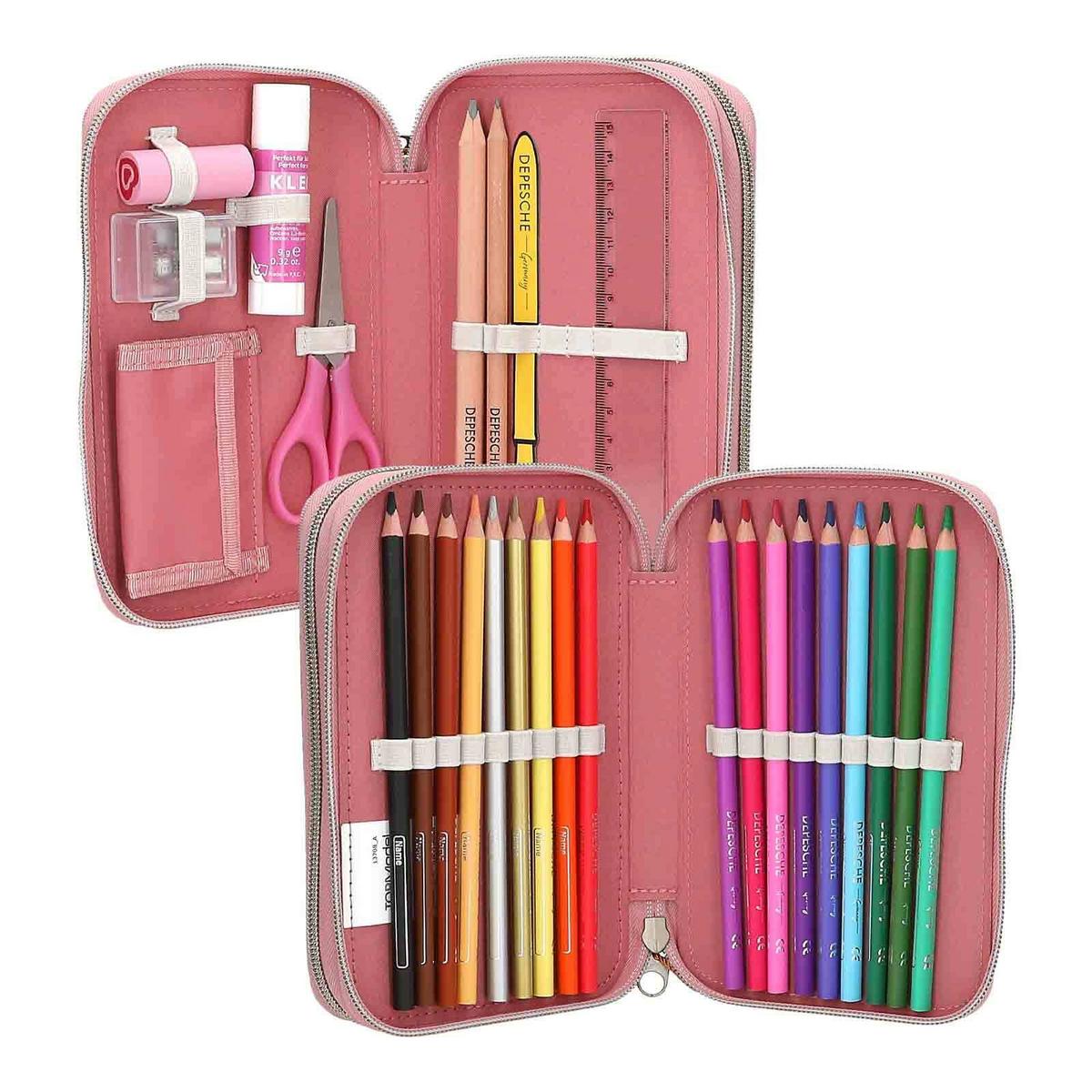 2-FACH FEDERTASCHE HEART TO HEART TOPModel rosa 5,5 x 12 x 19 cm - Rosa, Kunststoff (12/19/5.5cm) - Depesche Germany