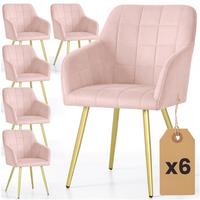POLSTERSTUHL 6er Set, Metallbeine Rosa, Gold 54/82/58 - Rosa, Textil (54/82/51cm) - RAUMHIRSCH FURNITURE