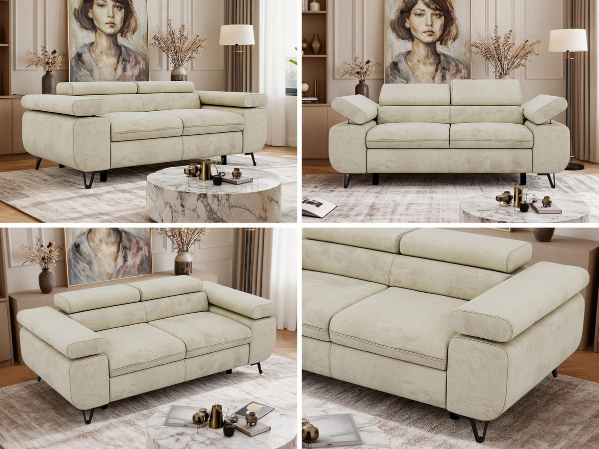 2-SITZER SOFA PETER - Beige Velvet - Beige/Schwarz, Textil/Metall (200/76/99cm) - MKS
