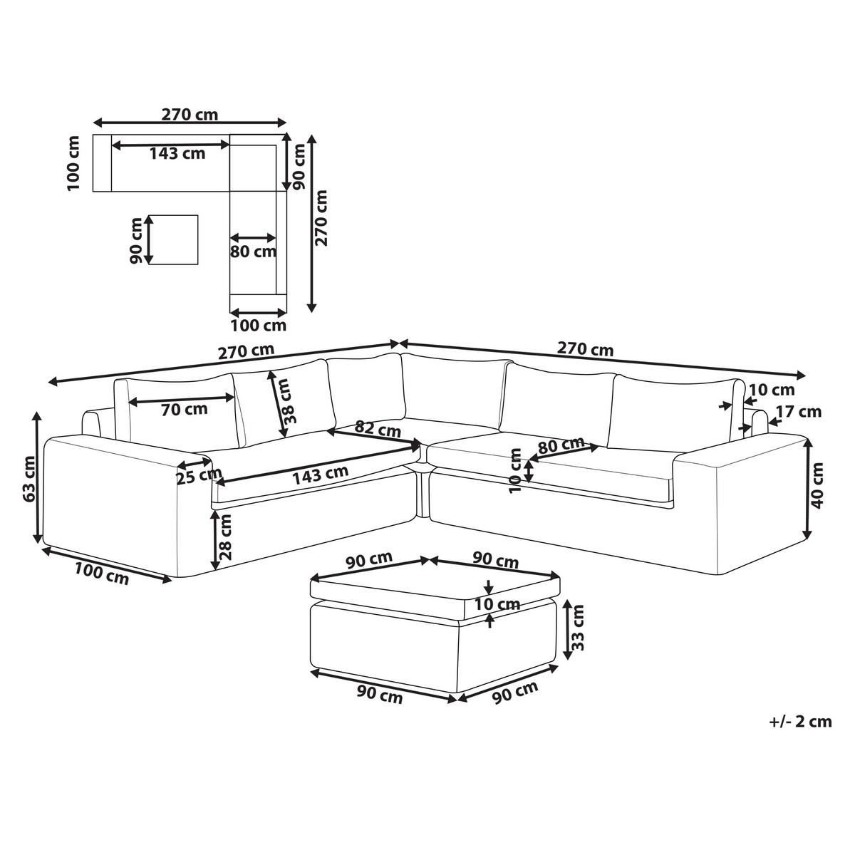 LOUNGE-SET 6-Sitzer PE Rattan Hellbraun Palermo - Braun/Grau, Kunststoff - Beliani