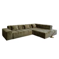 ECKSOFA NEVADA Hellgrün Velvet - Schwarz/Hellgrün, Textil (319/215cm) - KAWOLA