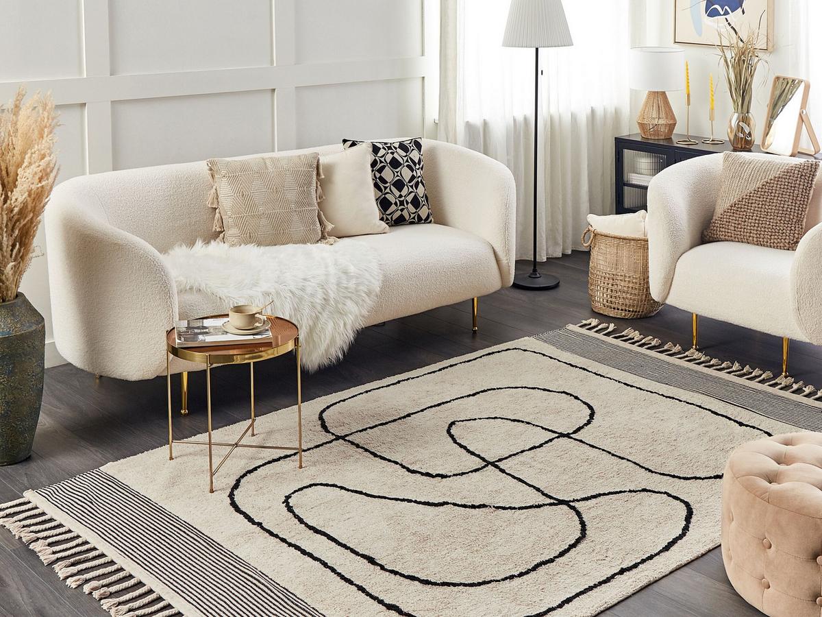 KURZFLOR-TEPPICH Dokuz 200/140 cm - Beige, Textil (140/200cm) - Beliani